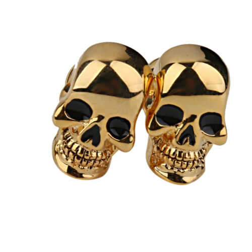 Gold Ghost Skeleton Skull Head Cufflinks Cuff Links Costume Party Gift Men