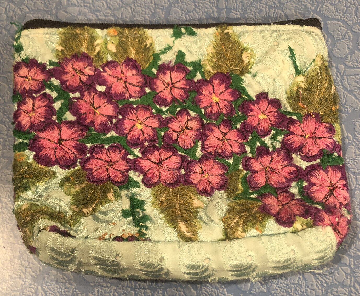 Vintage Cotton Cha Cha Princess Flower Art Embroidered Makup Bag Evening Purse
