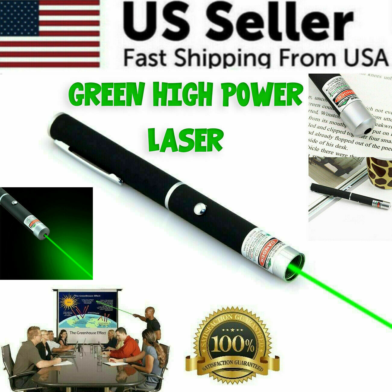 New Strong 900mile 5 Mw Green Laser Pointer Pen Visible Beam Light Lazer For Pet