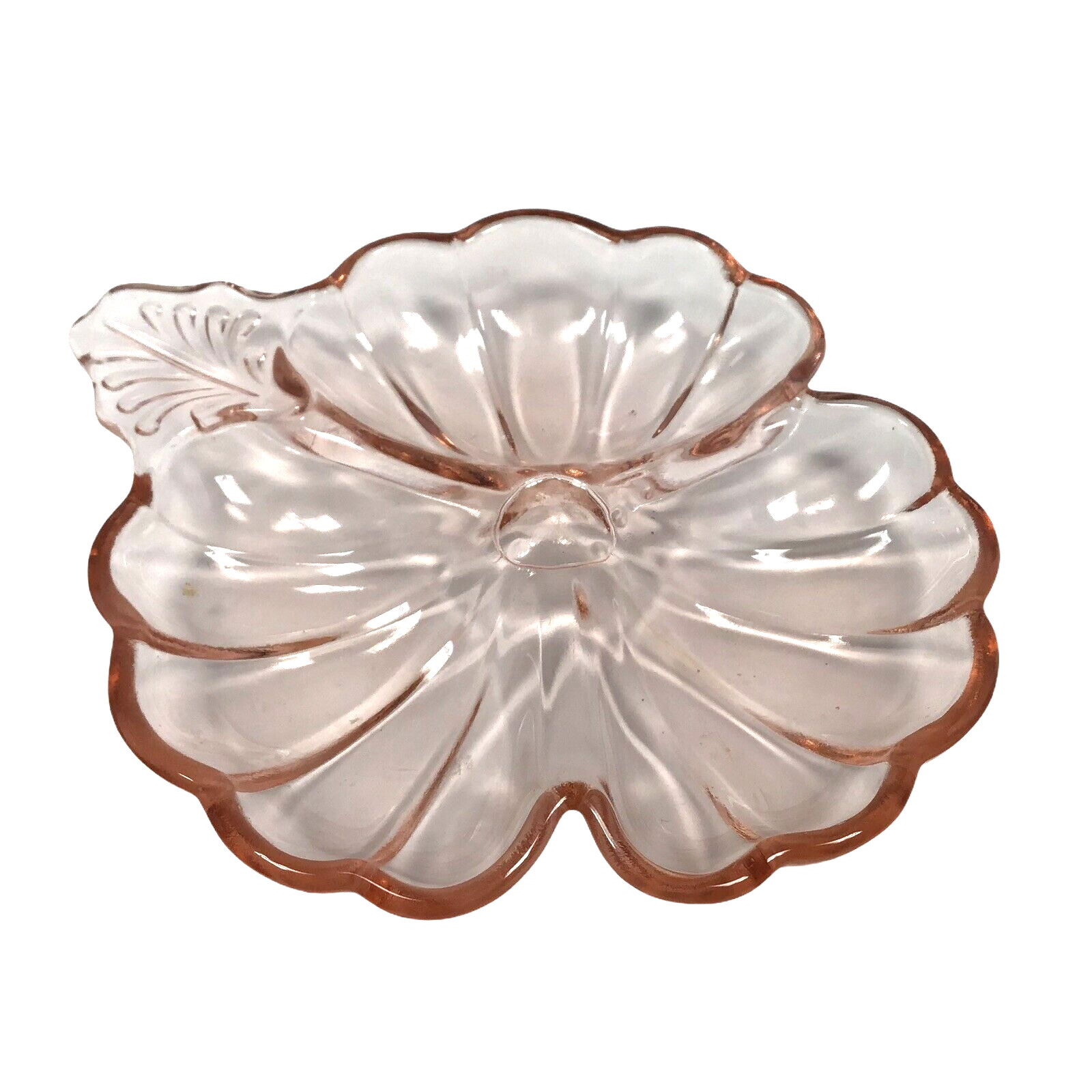 Doric Pink Jeanette Carnival Depression Glass Clover Nut Candy Dish 6” X 7”