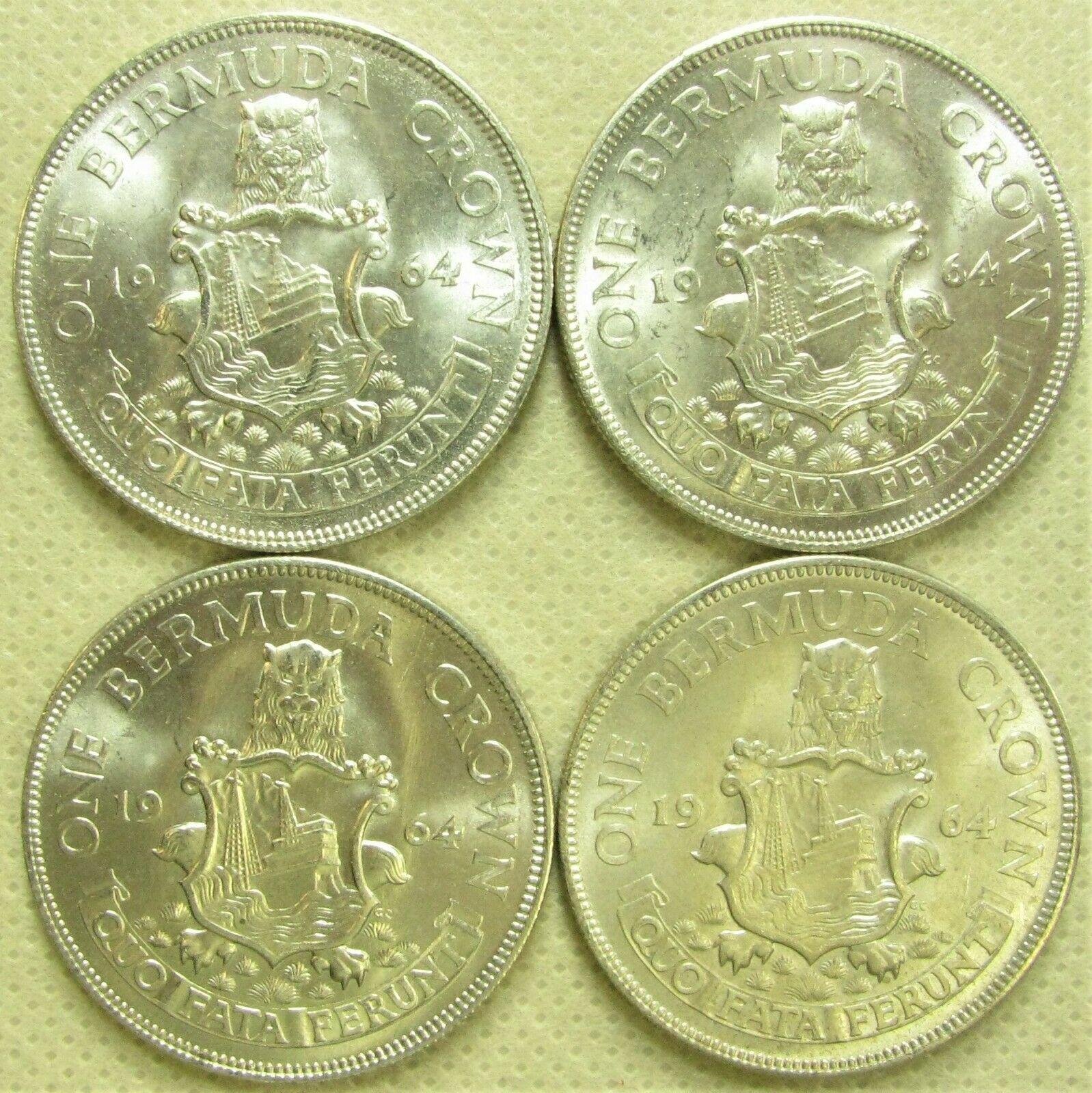 1964 Bermuda Silver Crowns, Lot Of 4, 1.45+ Oz Actual Silver Weight Total