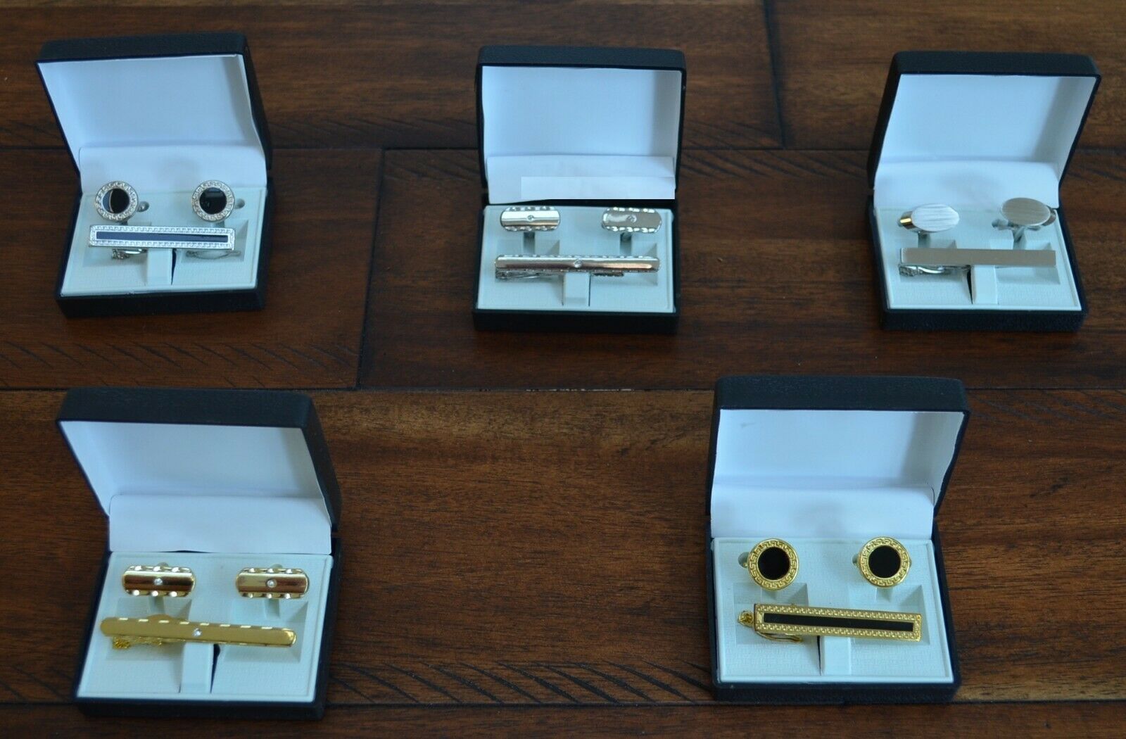 Lot Of 5 Men's Cufflinks And Tie Clips Sets Brand New And Boxed Different Styles